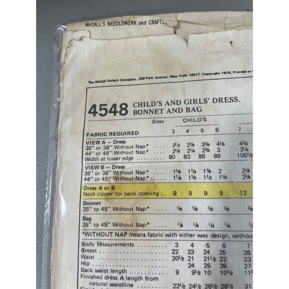 70s McCalls Laura Ashley 4548 Sewing Pattern Size 3 Girls Dress Bonnet Bag UNCUT - Picture 4 of 6